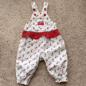 Vintage Oshkosh Vestbak Overalls Red White Berries Cherries USA